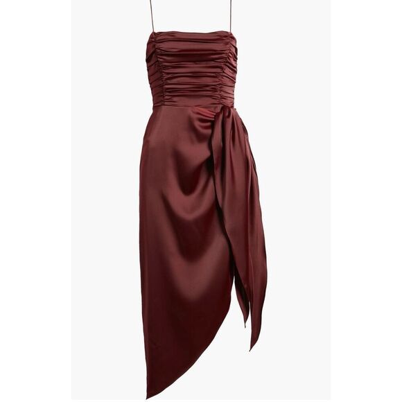 NWT WAYF Off the Shoulder Satin Cocktail Dress in Port. Size: XL - Picture 5 of 6